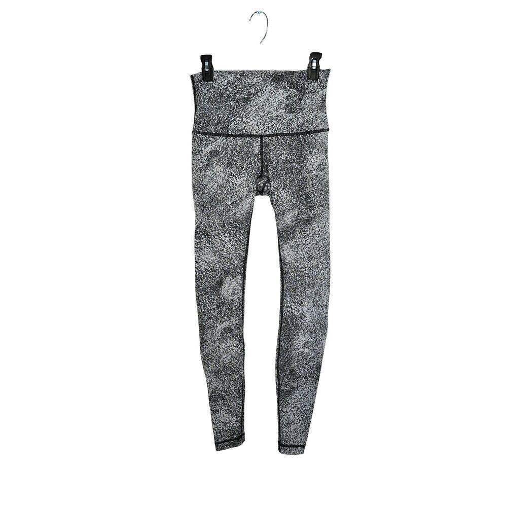 Lululemon Wunder Under Pant Hi-Rise Luon Spray Jacquard White Black Sz 8 Medium - Picture 2 of 6